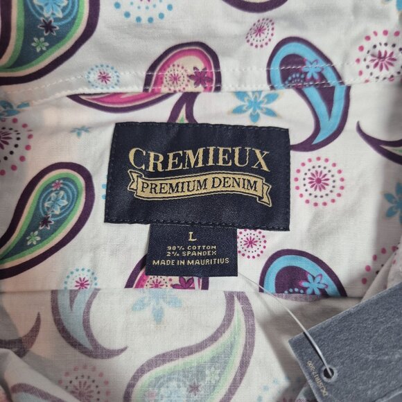 CREMIEUX PREMIUM DENIM Men's Size XL Shirt Stretch White Paisley Multi  (44) - Picture 9 of 13